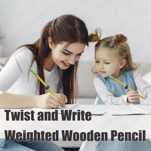 Rhaum Threaded Fidget Pencil, Threaded Pencils for ADHD, Twist and Write Weighted Wooden Pencil Fidgets, Textured Sensory Pen-cil Sleeve, Office Gadgets, Autism Learning Materials, Spin Pen(5pcs)
