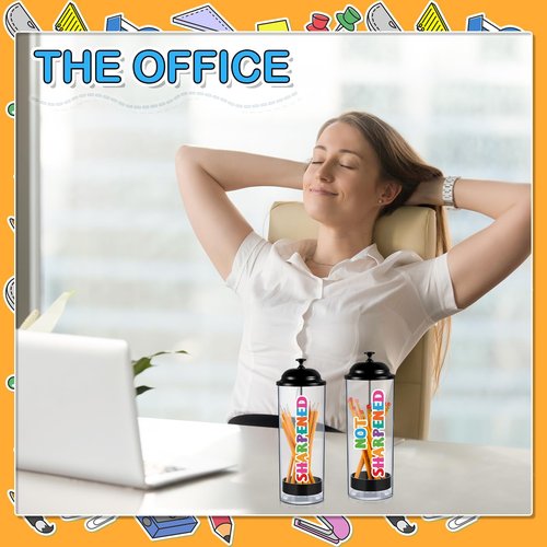 Yaomiao 2 Pieces Plastic Pencil Dispenser Holder with Lids or Plastic Pencil Case with Stickers for Teacher Storage Pen Office Supply Desk Home Teacher Gift(Black)