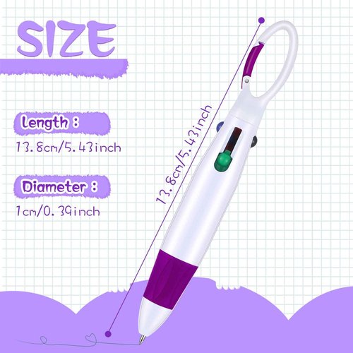 Yinder Retractable Shuttle Pens with Buckle Clip 4 in 1 Multicolored Ink Nurse Ballpoint Pens with Keychain for Office Supplies Teacher Gifts(200 Pieces)