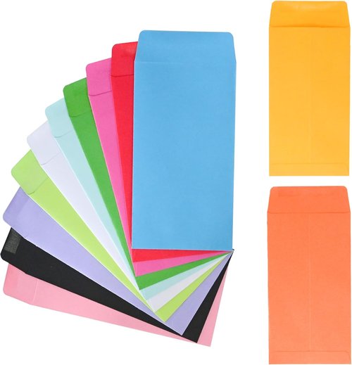 Essential #7 Cash Envelopes - 120 Pieces, 3.5" x 6.5" Gummed Flap for Home & Office Use | Assorted Colors
