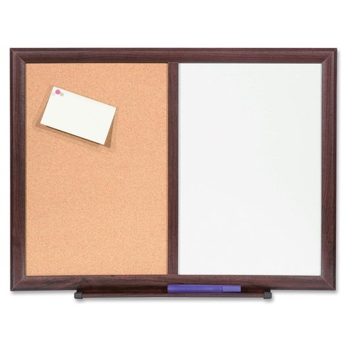 Lorell Bulletin Board Combo, Dry-Erase/Cork, 24"x18", Mahogany Frame (LLR84270)