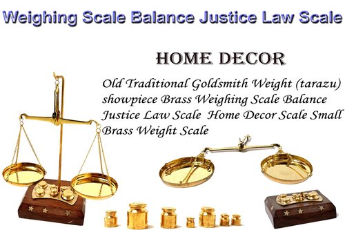 MAANVISH Old Traditional Goldsmith Weight (tarazu) showpiece Brass Weighing Scale Balance Justice Law Scale Decoration Nautical Home Decor Scale Small Brass Weight Scale