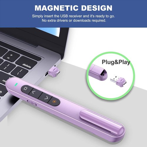 QUI Presentation Clicker - Wireless USB C Remote with Volume Control for PowerPoint | Mac & Windows Compatible