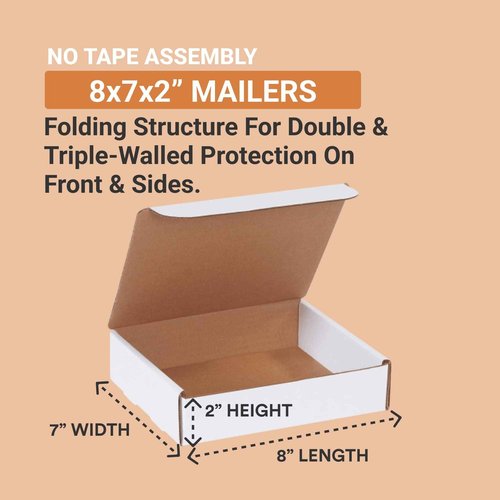 BOX USA Shipping Boxes Small 8'L x 7'W x 2'H, 50-Pack | Corrugated Cardboard Box for Packing, Moving and Storage 8x7x2 872