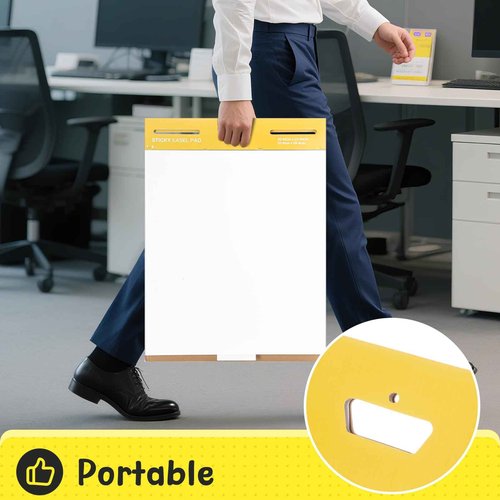 ReliThick 4 Pack Sticky Easel Pad, 20 x 23 Inches Flip Chart Paper for Teachers, White Blank Paper with Yellow Cardboard Backing, 20 Sheets Per Pad for Drawing Sketching for Office School Classroom