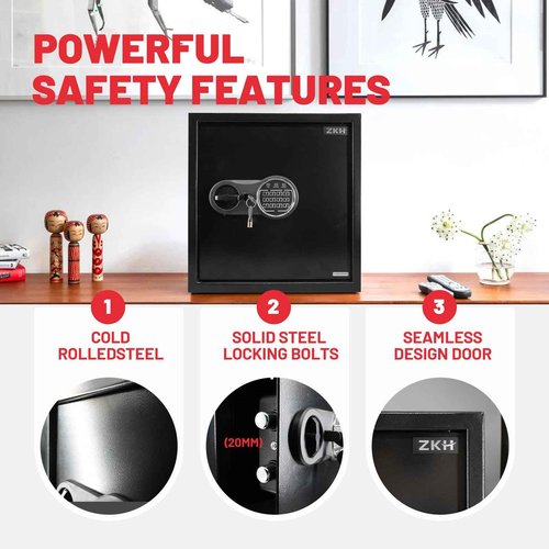 Steel Security Safe Box with Digital Keypad Lock and Removable Shelf, Security Home Safe Box for Cash, Documents, Jewelry, Valuables,1.5 Cubic Feet