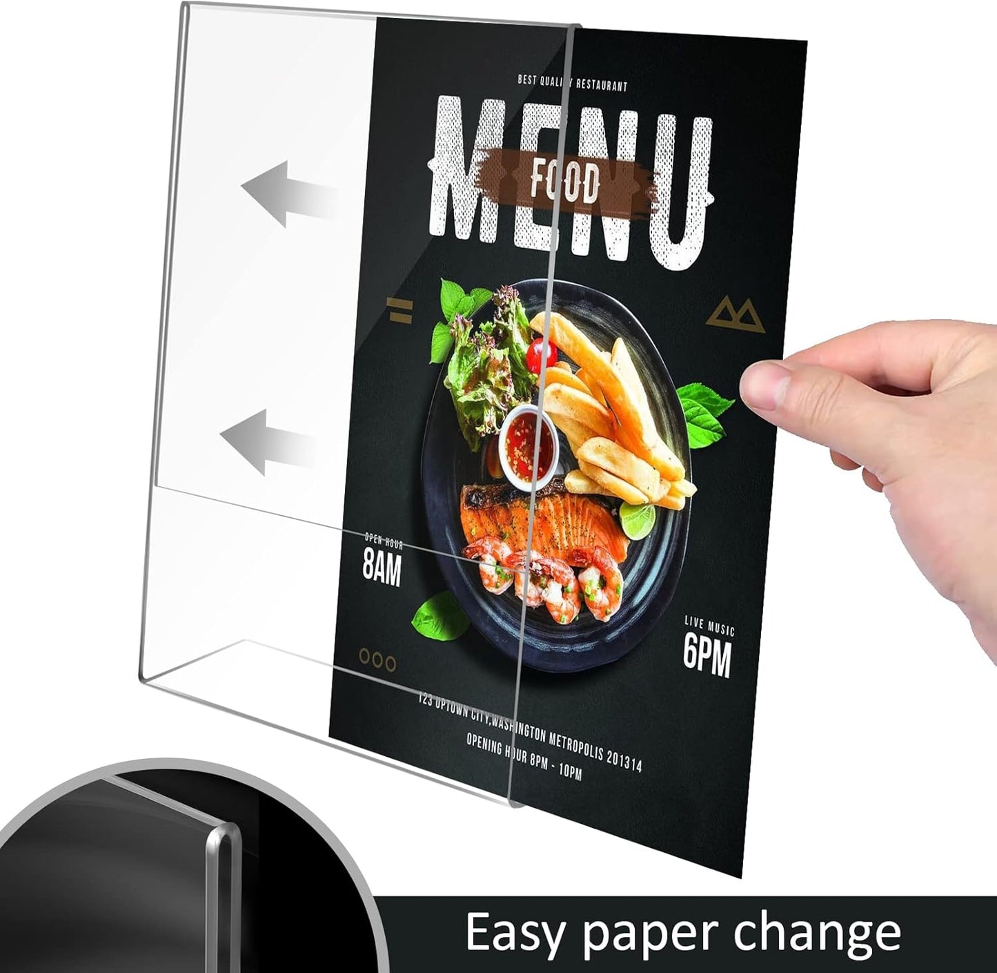 Slant Back Acrylic Sign Holder by [Brand Name] - 8.5x11 Inches Tabletop Display Stand | 3-Pack for Office & Home