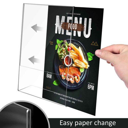 Ludery 8.5x11 Inches Acrylic Sign Slant Back Holder, Plastic Display Stand,Brochure Holder, Table Top Sign Holder For Office, Home, Store, Restaurant… (12pack)