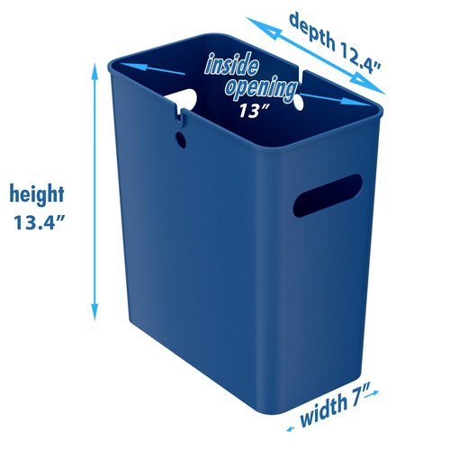 iTouchless SlimGiant 4.2 Gallon Plastic Trash Can, 2-Pack, Blue