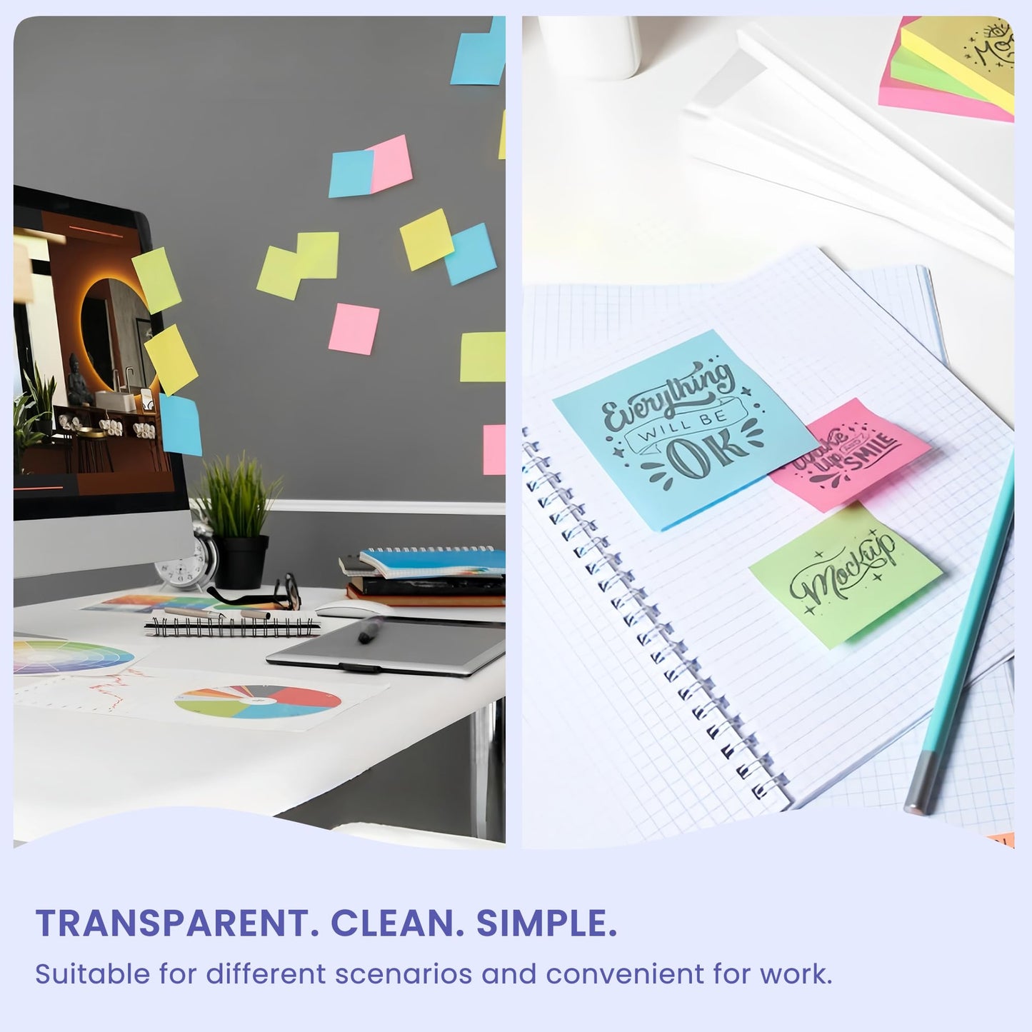 Lumspax 3x3 Inches Sticky Notes Variety Pack, 18 Pads Self Stick Notes, 50 Sheets/Pad, 900 Total Sheets, Included Blank, Lined and Transparent Pads, Bulk Teacher School and Office Supplies
