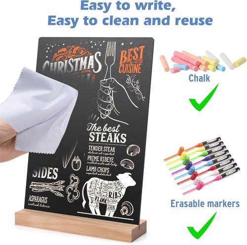 Regine Switzerland 8x12 Inch Tabletop Chalkboard Sign - 2 Pack Menu Boards for Weddings & Events