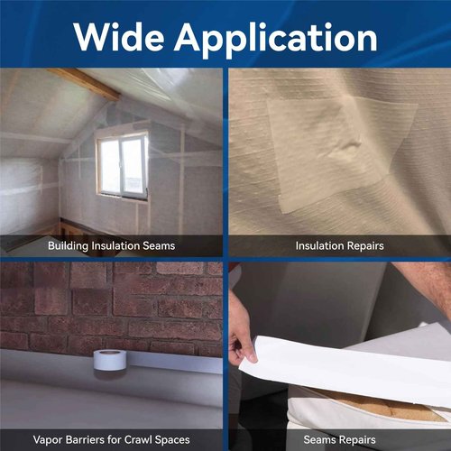 PURTERIA Vapor Barrier Tape with Release Liner, 9 Mil Easy-to-Use Polyethylene Moisture Vapor Barrier Seam Tape for Crawl Space, Repairs, Underlayment, Waterproof, 3.6" x 180', 3 Rolls
