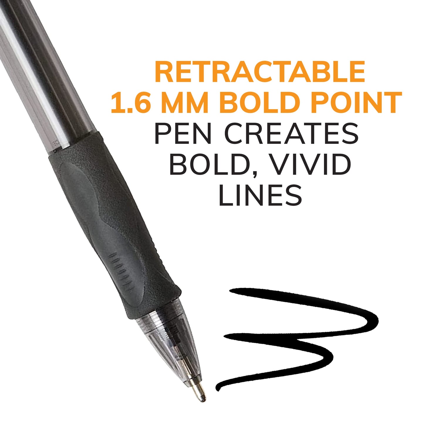 BIC Glide Bold Black Ballpoint Pens, Bold Point (1.6 mm), School Supplies for Students and Teachers, with Full Grip, 12-Count Pack in Black