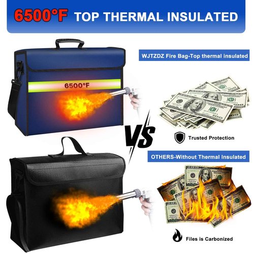 6500°F Large Fireproof Document Organizer with Lock,Upgraded 10 Layers Heat Insulated＆Waterproof Zipper,Removable Folder Layers/Wallet,Portable Home Travel Storage for Documents(16.5x12.4x5.5 inches)