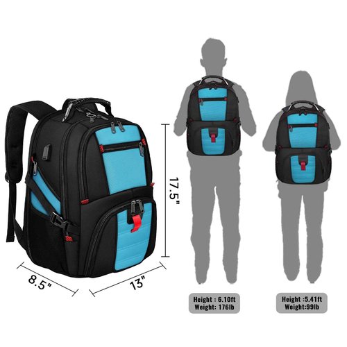 YOREPEK Travel Backpack, Extra Large 50L Laptop Backpacks for Men Women, Water Resistant College Student Bookbag Airline Approved Business Work Bag with USB Charging Port Fits 17 Inch Computer, Blue