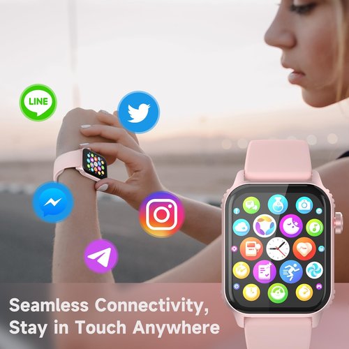 TRAUSI Smart Watches for Women Men, 1.83" HD Smartwatch with 90 Sports Modes, Heart Rate/Sleep Monitor, IP67 Waterproof, Bluetooth Call & Music Control