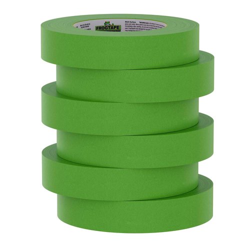 FrogTape Multi-Surface Painters Tape with PAINTBLOCK, 1 Inch Wide (0.94 In. x 60 Yds), Medium Adhesion, Green, 6 Rolls (240659)