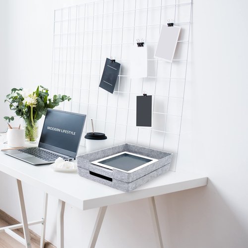 Welaxy Desk Drawer Organizer Letter Trays Felt Document File Papers Magazines Storage Sorting Box Soft Sturdy 2-piece office home back to school solution (Light Grey)
