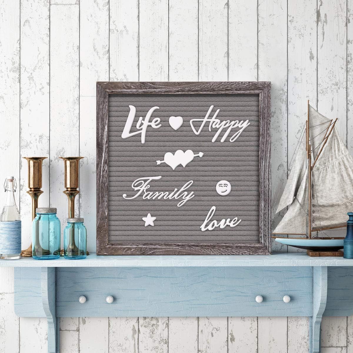 Skiennix Double-Sided Felt Letter Board - Rustic 10x10 Wood Frame with 750 Precut Letters & Numbers | Perfect for Baby Announcements & School Milestones
