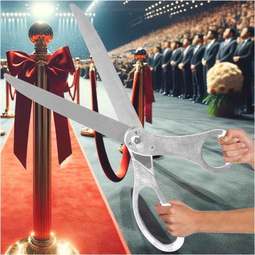 25" Giant Ribbon Cutting Scissors Silver — Heavy Duty Extra Large Grand Opening Ribbon Cutting Ceremony Scissors for Grand Openings Inaugurations Ceremonies & Special Events