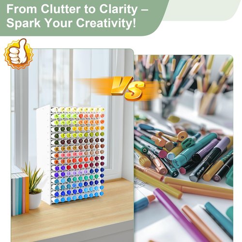 LOSADY Marker Organizer, 135-Slot Marker Holder with Adjustable Dividers, Marker Storage Organizer for Desk, Home, Office, Craft Room, and Classroom