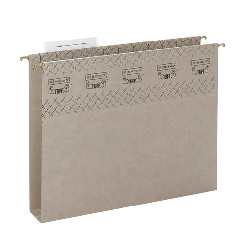Smead TUFF Extra Capacity Box Bottom Hanging Folder, 2" Expansion, 1/3-Cut Easy Slide Tab, Letter Size, Steel Gray, 18 Per Box (64240)
