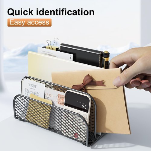 Gianotter 4-Tier Paper Organizer - Stylish Mail Organizer for Countertop Use | Black Finish