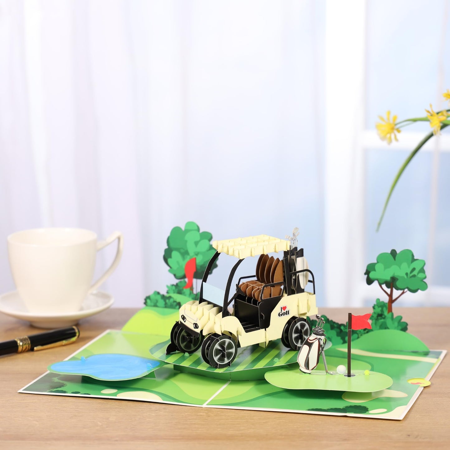 Pop Up Fathers Day Card Golf, 3D Golf Birthday Card for Dad, Golfers, Husband, Grandpa, Pap, Him, Son; All-Occasion Father’s Day, Congratulations, Thank You, Retirement for Boss, Coworker, 6x8 in