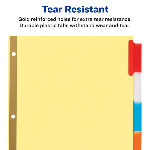 Avery Binder Dividers - 5-Tab Insertable Multicolor Big Tabs for Binders, 48 Sets of Dividers (11109)