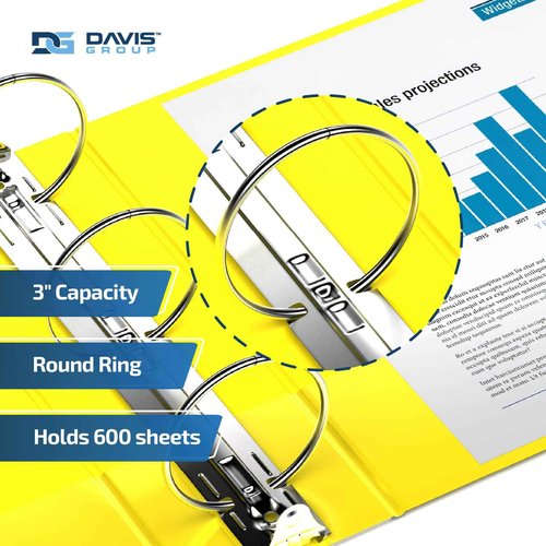 Premium Economy 6-Pack 3-Ring Binders for School or Office, Round-Ring Binders, 3 Inch, Yellow