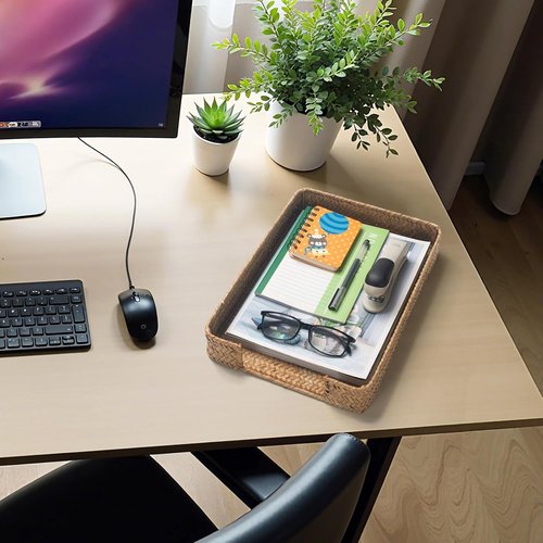 Seagrass Letter Tray - Woven Desk Organizer for Papers & Documents | Stylish Wicker Design