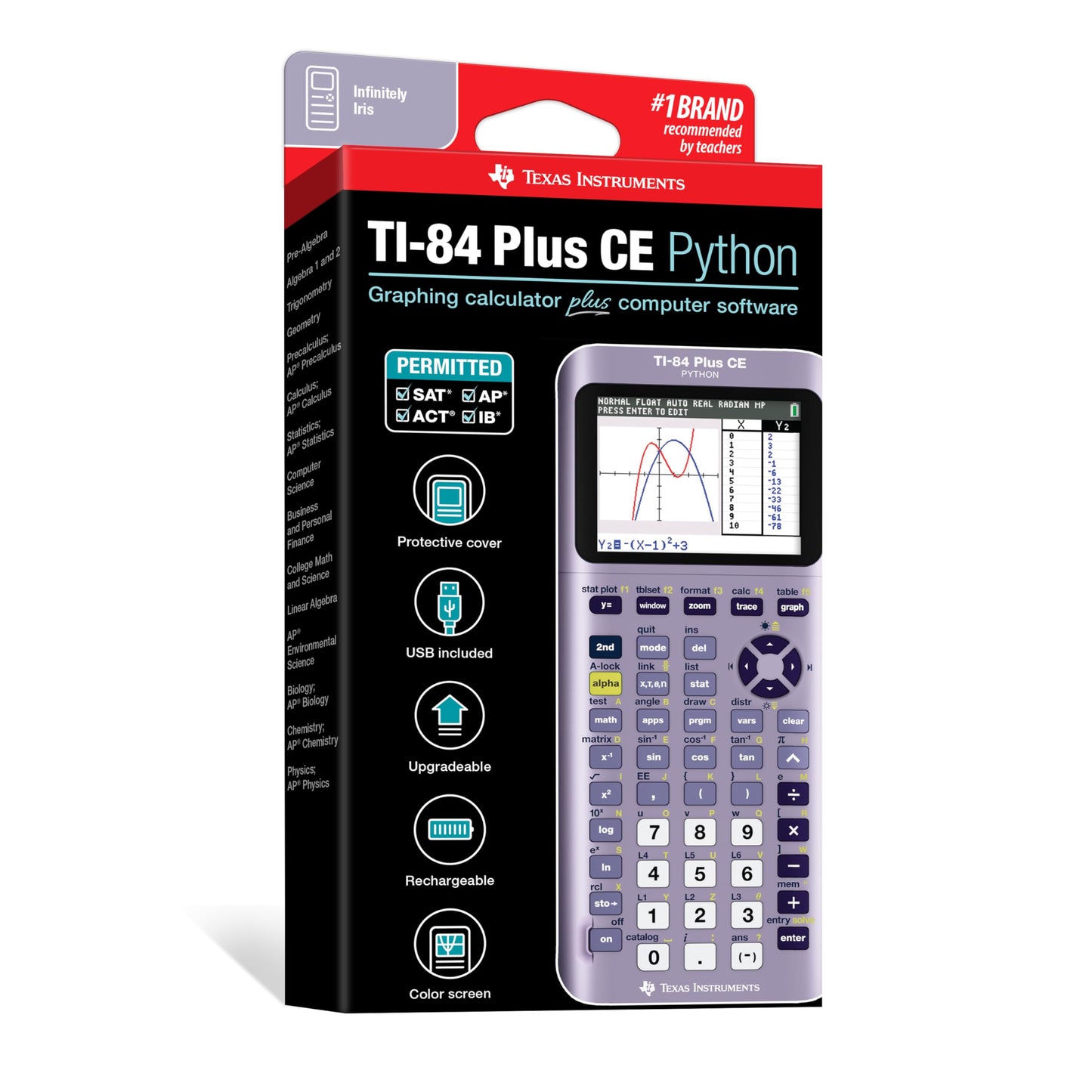 TI-84 Plus CE Python Enhanced Graphing plus Software, Iris/Purple