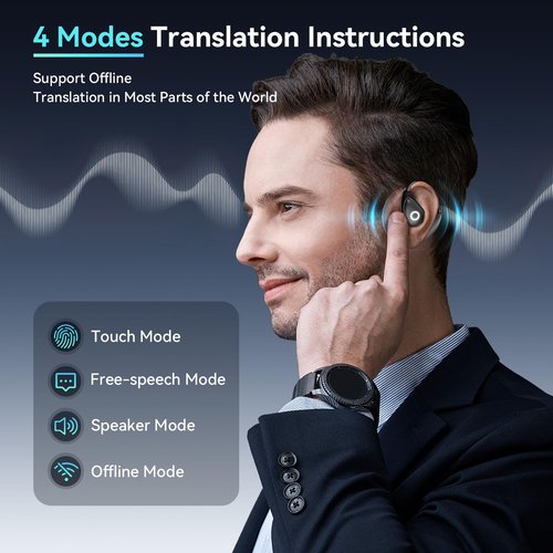 Fervidus AI Language Translation Earbuds, LCD Touch Screen OWS Real-Time Translator for 144 Languages, Headphones Translation Device Ideal for Travel Business Learning