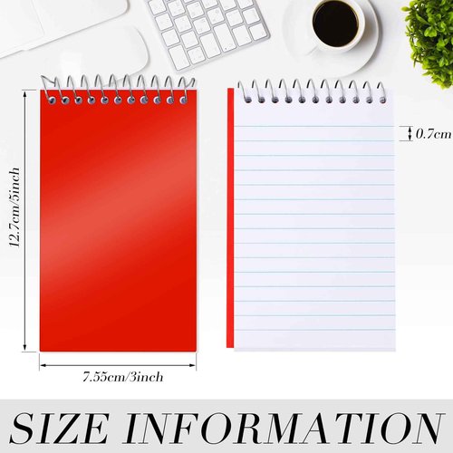 Leinuosen 100 Pcs Spiral Memo Pads 3x5 Inch 75 Sheets College Ruled Small Pocket Notebooks Little Mini Notepads Bulk Top Bound Lined Note Pads for Home School Office Travel Work (Bright Color)