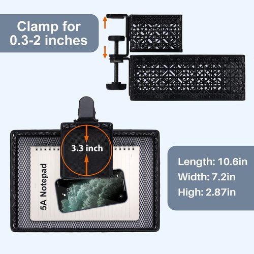 Aurynns Black Modern Under Desk Drawer Organizer Clip-on Cup Holder & Phone Holder