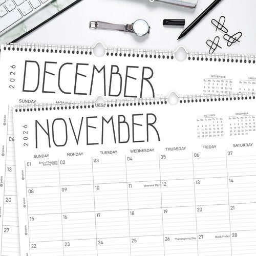 Guasslee Large Wall Calendar 2025-2026, 12 Monthly Calendar from 2025 June-May 2026 Jumbo 22"x17" Hanging Desk/Wall Planner with Spiral Bound for School Home Office Organizing