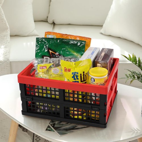 Yuright 3 Packs Small Folding Milk Crate, 16 Quart Collapsible Storage Crate, R