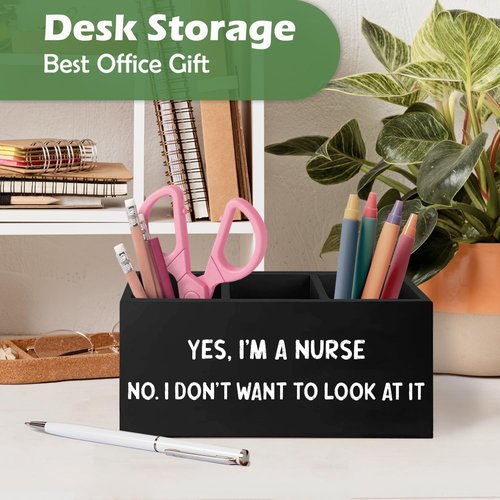 VIIJJUE Nurse Gifts Wooden Pen Pencil Holder For Desk, Nurse Appreciation Gifts, Gift for Nurses Nursing Students Wooden Makeup Brush Toothbrush Holder Organizer