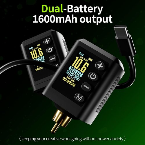 HAWINK Tattoo Gun Kit - LCD Power Supply, 3.7V Lithium Battery, 7 Inks & Stencil Gel | Complete Set