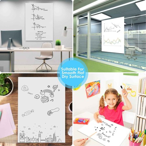 ZHIDIAN 2 Roll Static Cling Dry Erase Sheets Large - 25x30-30Sheets Removable Reusable Whiteboard Poster Paper for Wall, Portable White Board Dry Erase Wallpaper