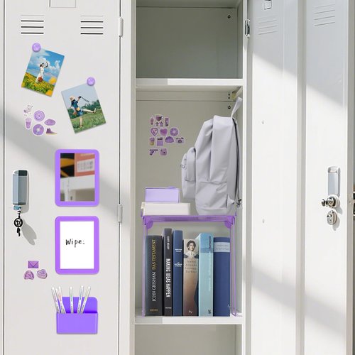 25PCS Locker Organizer Accessories, Purple Locker Accessories Kit, Girls Lockers Decorations, Magnetic Locker Accessories Set, Locker Decor, Back to School Essentials, with Locker Shelf, etc.