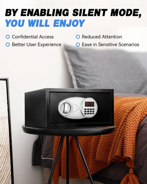 TOTOY 1.2 Cu Ft Small Safe Box For Home Documents with Emergency Battery Box - Steel Fireproof Security Safe Lock Box with Electronic Keypad, LED Sensor Light- Safety Box For Cash, Jewelry, Valuables