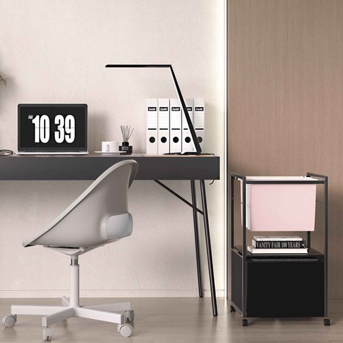 VECELO Mobile Filing Cabinet with Hanging Folders, Vertical File Cart, Spacious Storage Drawer Design, Ideal for Home Office Organization, Letter Size Compatibility, Black