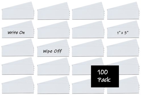 Magna Visual 1" x 3" White Pre-Cut Write On Wipe Off Magnetic Strips 100 Pack