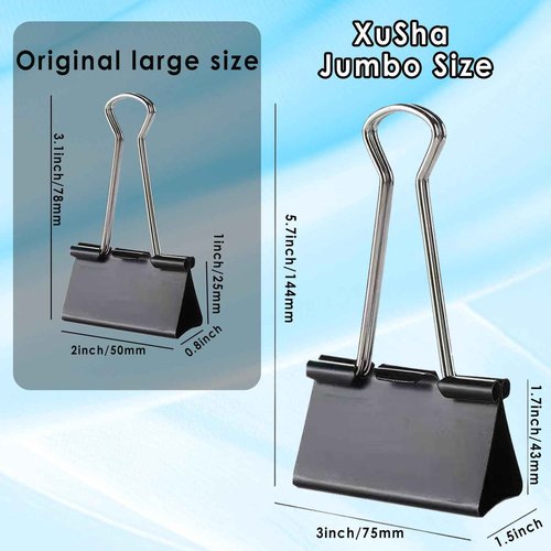 36PCS Jumbo Binder Clips 3 Inch, Black, Binder Clips Extra Large Heavy Duty for Office Supplies