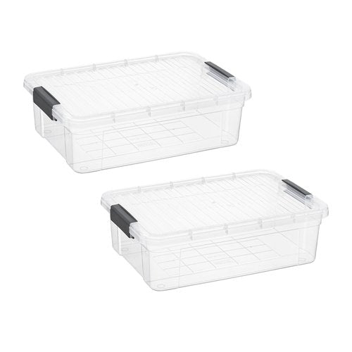 Superio Clear Storage Boxes with Lids, Plastic Container Bins for Organizing, Stackable Crates, BPA Free, Non Toxic, Odor Free, Organizers for Home, Office, School, and Dorm(10.5 Quart, 2 Pack)