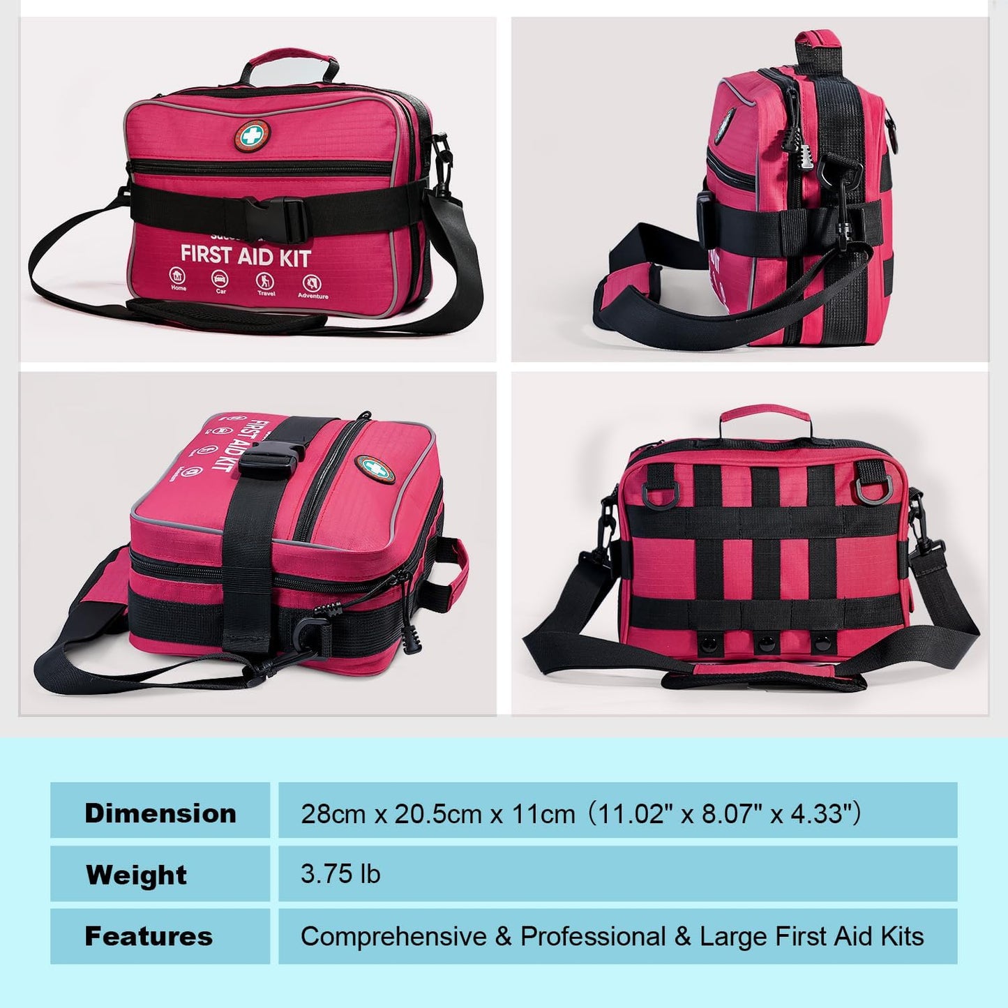 Skiennix Professional 435-Piece Large First Aid Kit - Comprehensive Emergency Medical Supplies for Home, Camping, Travel & More (Pink)
