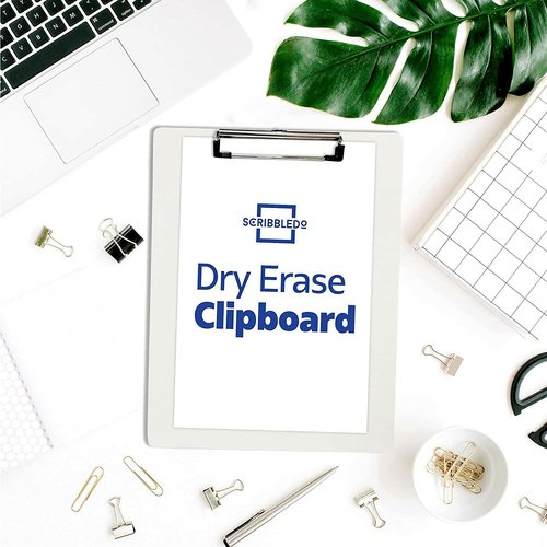 SCRIBBLEDO 30 Pack Double Sided Dry Erase Clipboards 9"x12" Durable Clipboards Bulk with 30 Dry Erase Erasers, Clipboard with Low Profile Clip for School, Classroom and Home Use