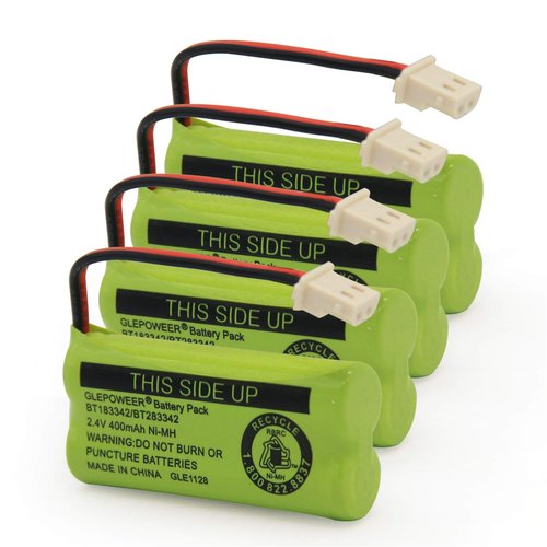 GLEPOWEER DM221 BT183342/BT283342 2.4V 400mAh Ni-MH Battery Pack, Also Compatible with Cordless Phone Batteries BT166342/BT266342 BT162342/BT262342 CS6709 CS6609 CS6509 CS6409 EL52100 EL50003(4 Pack)