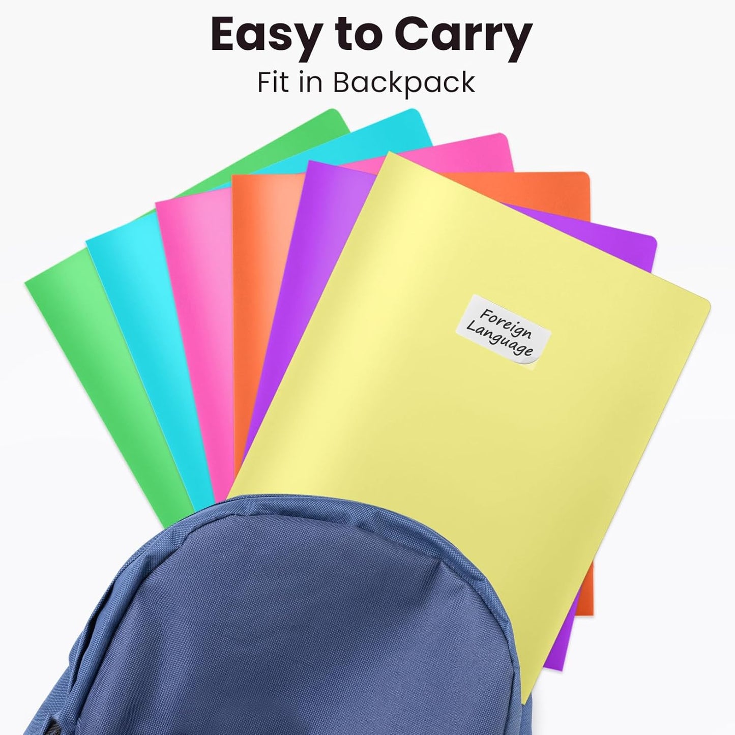 Sooez 6-Pack Plastic Pocket Folders - Heavy Duty, Aesthetic Pastel Colors | Ideal for School & Office